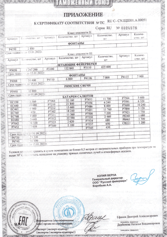 Сертификат соответствия № 0324578  - Темрюк | temryuk.salutsklad.ru 